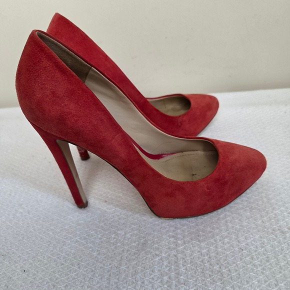 Aldo Shoes - Aldo Red Suede Pointed Toe High Heel Pumps Hidden Platform Size 38 Womens